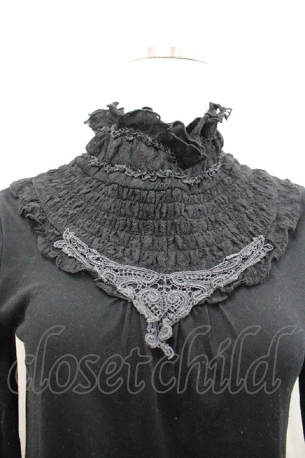 画像2: axes femme / 胸元シャーリングインナープルオーバー M 黒 I-26-02-15-006-AX-TO-TE-ZI (2)