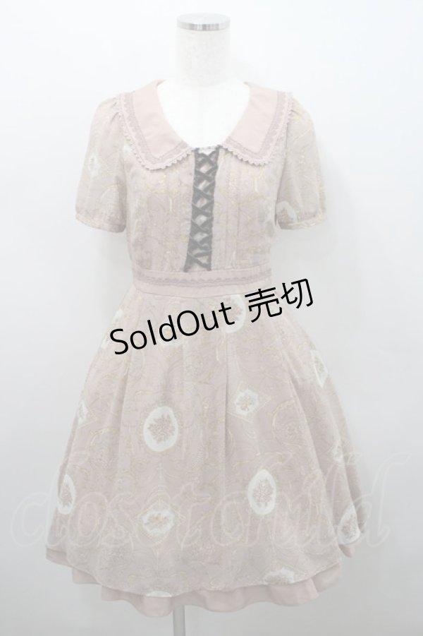 画像1: axes femme / オーナメントリーフＸバラOP  ピンク I-26-02-15-055-AX-OP-SA-ZI (1)