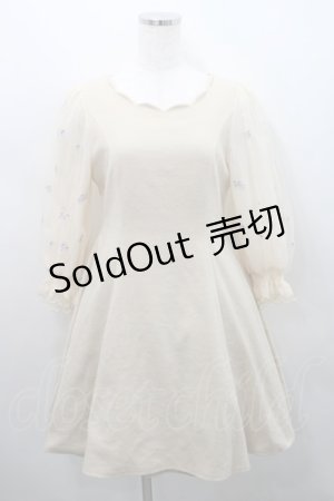 画像: LODISPOTTO / フラワー刺繍チュール袖ワンピース  ベージュ I-26-02-15-057-LO-OP-SA-ZI