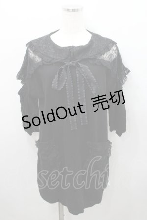 画像: Swankiss / セーラーレース襟半袖カットワンピース  黒 I-26-02-15-058-CA-OP-SA-ZI