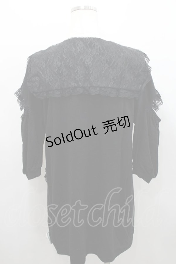 画像2: Swankiss / セーラーレース襟半袖カットワンピース  黒 I-26-02-15-058-CA-OP-SA-ZI (2)