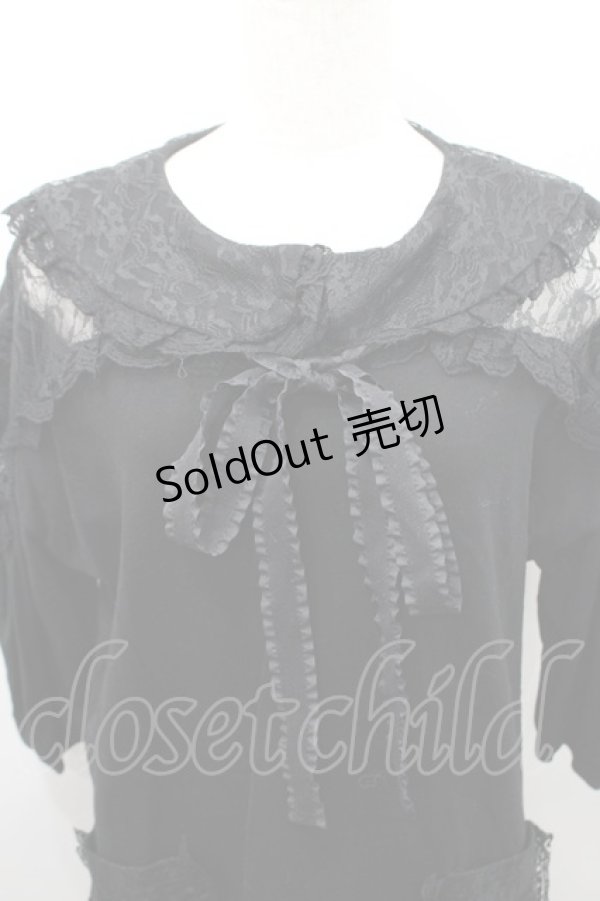 画像3: Swankiss / セーラーレース襟半袖カットワンピース  黒 I-26-02-15-058-CA-OP-SA-ZI (3)