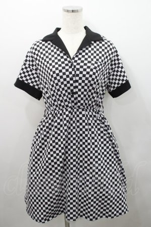 画像: Jamie エーエヌケー / 市松柄半袖ワンピース  ピンクＸ黒 I-26-02-15-061-LO-OP-SA-ZI