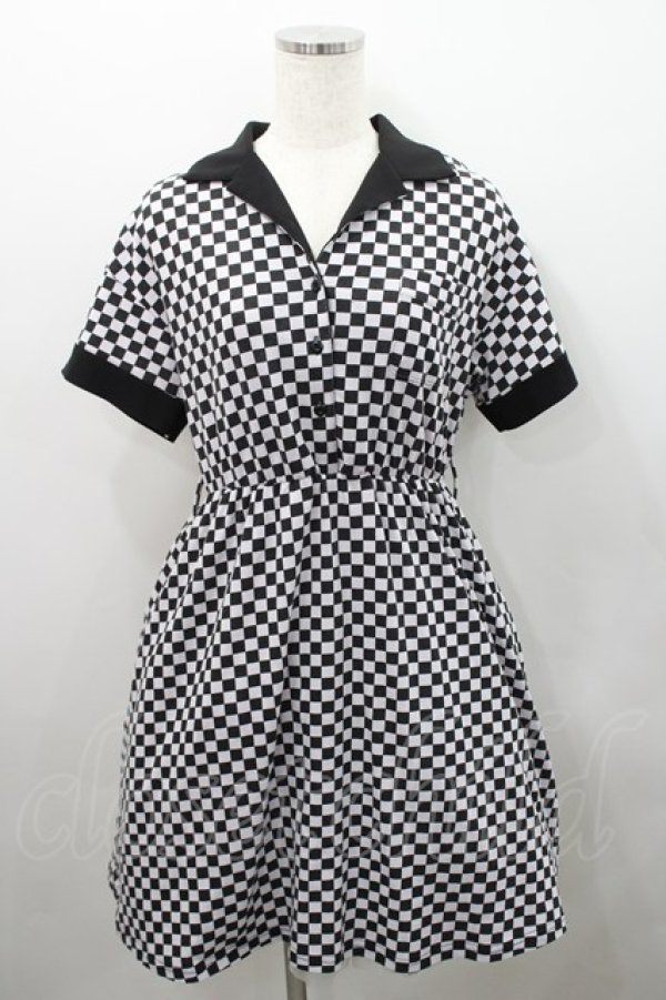 画像1: Jamie エーエヌケー / 市松柄半袖ワンピース  ピンクＸ黒 I-26-02-15-061-LO-OP-SA-ZI (1)