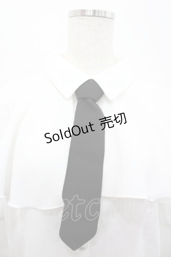 画像2: axes femme POETIQUE / タイ付ラッフルフリル半袖ブラウス  白 I-26-02-15-001-AX-BL-HR-ZI (2)