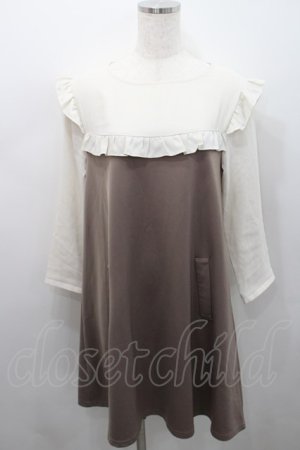 画像: le reve vaniller / フリルヨークバイカラーワンピース M ベージュ I-26-02-15-065-LO-OP-SA-ZI