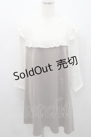 画像: le reve vaniller / フリルヨークバイカラーワンピース M ベージュ I-26-02-15-065-LO-OP-SA-ZI