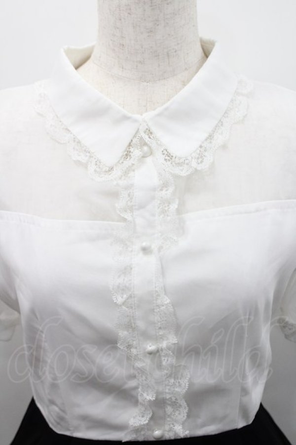 画像3: Rojita / シフォン切替半袖ワンピース  白Ｘ黒 I-26-02-15-068-LO-OP-SA-ZI (3)