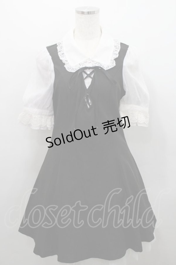 画像1: Rojita / スピンドルリボンオーガンジー袖ワンピース  ブラック I-26-02-15-070-LO-OP-SA-ZI (1)