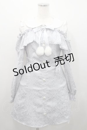 画像: Ank Rouge / ぽんぽんリボンオフショルOP  白Ｘサックス I-26-02-15-072-CA-OP-SA-ZI