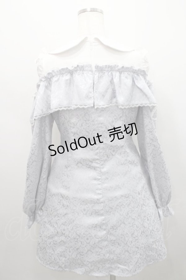 画像2: Ank Rouge / ぽんぽんリボンオフショルOP  白Ｘサックス I-26-02-15-072-CA-OP-SA-ZI (2)