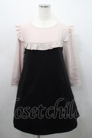 画像: le reve vaniller / フリルヨークバイカラーワンピース M ピンク×ブラック I-26-02-15-073-LO-OP-SA-ZI