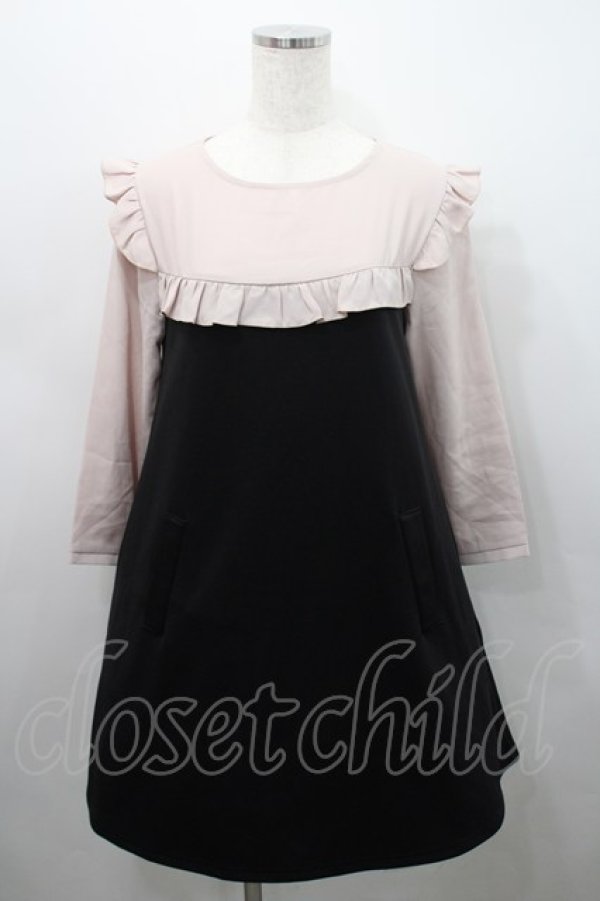 画像1: le reve vaniller / フリルヨークバイカラーワンピース M ピンク×ブラック I-26-02-15-073-LO-OP-SA-ZI (1)