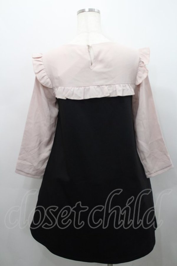 画像2: le reve vaniller / フリルヨークバイカラーワンピース M ピンク×ブラック I-26-02-15-073-LO-OP-SA-ZI (2)