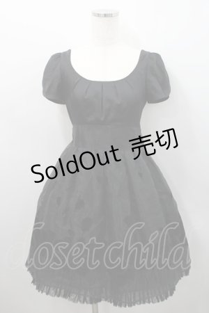 画像: L'EST ROSE / フロッキー薔薇チュール半袖ワンピース 2 黒 I-26-02-15-078-LO-OP-SA-ZI