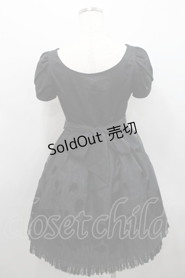 画像2: L'EST ROSE / フロッキー薔薇チュール半袖ワンピース 2 黒 I-26-02-15-078-LO-OP-SA-ZI (2)