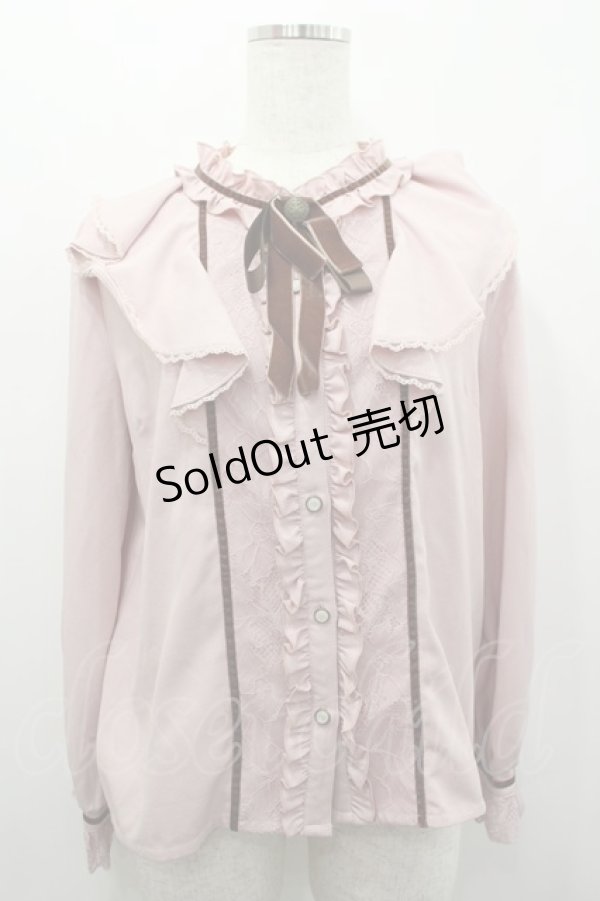 画像1: axes femme / ボウタイブラウス  ピンクＸブラウン I-26-02-15-009-AX-BL-SA-ZI (1)