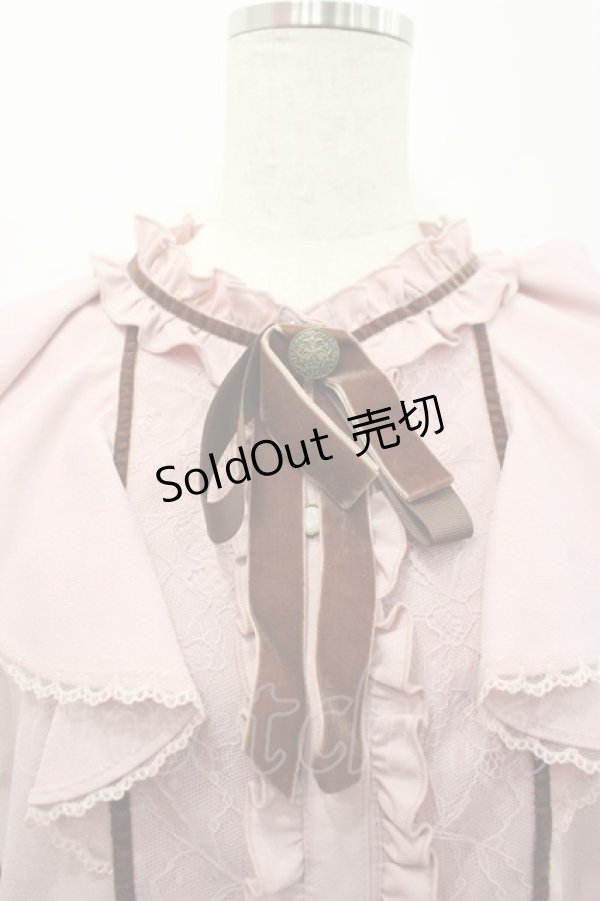 画像2: axes femme / ボウタイブラウス  ピンクＸブラウン I-26-02-15-009-AX-BL-SA-ZI (2)