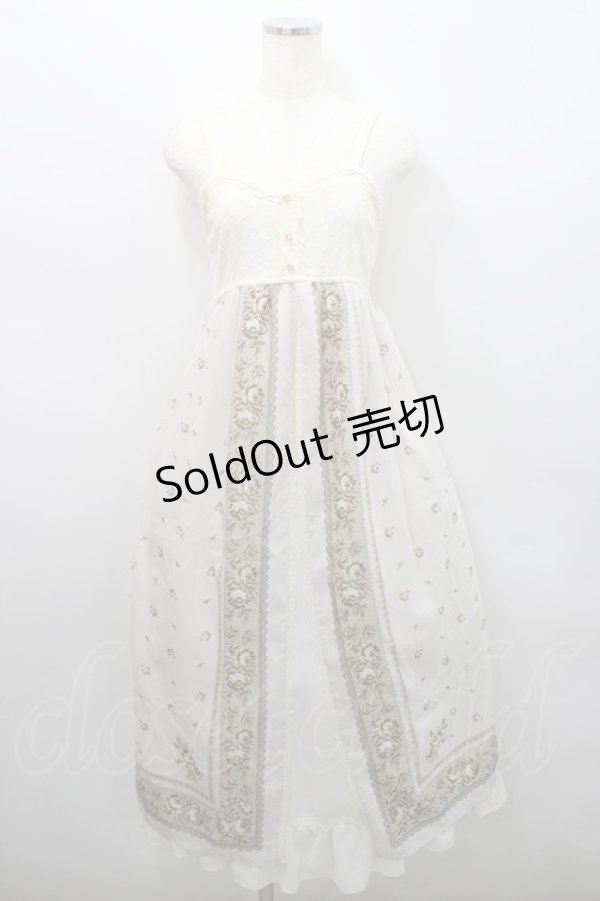 画像1: axes femme / クラシック花柄マキシワンピース M 生成り I-26-02-15-085-AX-OP-TE-ZI (1)