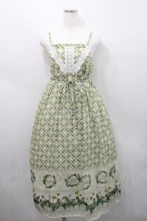 画像: axes femme / たんぽぽ柄ロングキャミワンピース  グリーン I-26-02-15-086-AX-TO-SA-ZI