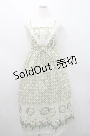 画像: axes femme / たんぽぽ柄ロングキャミワンピース  グリーン I-26-02-15-086-AX-TO-SA-ZI