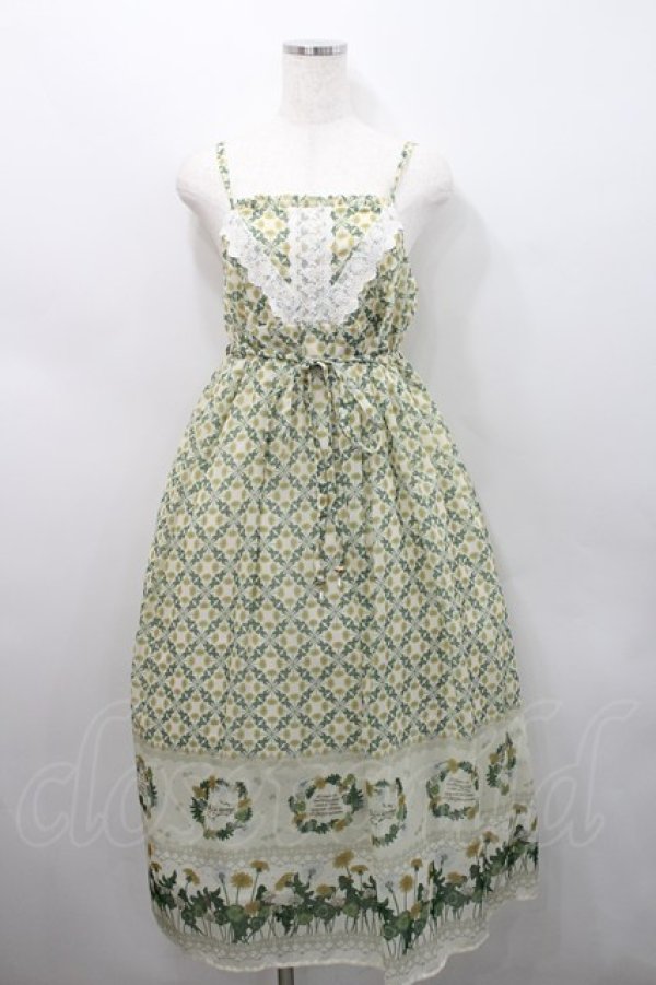 画像1: axes femme / たんぽぽ柄ロングキャミワンピース  グリーン I-26-02-15-086-AX-TO-SA-ZI (1)