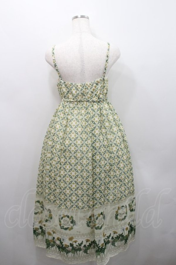 画像2: axes femme / たんぽぽ柄ロングキャミワンピース  グリーン I-26-02-15-086-AX-TO-SA-ZI (2)