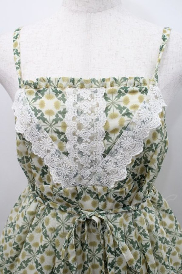 画像3: axes femme / たんぽぽ柄ロングキャミワンピース  グリーン I-26-02-15-086-AX-TO-SA-ZI (3)