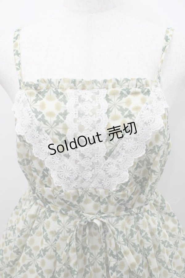 画像3: axes femme / たんぽぽ柄ロングキャミワンピース  グリーン I-26-02-15-086-AX-TO-SA-ZI (3)