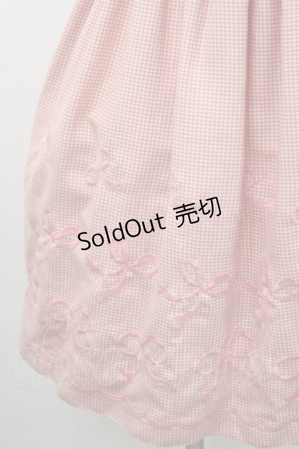 画像4: Shirley Temple / 千鳥格子リボン刺繍ジャンパースカート 160 ピンク I-26-02-15-087-ET-OP-SA-ZI (4)