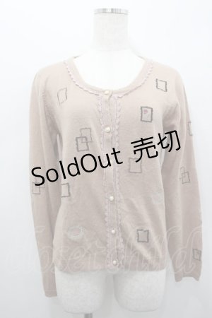 画像: axes femme / 額縁刺繍カーディガン  ピンク I-26-02-15-010-AX-TO-SA-ZI