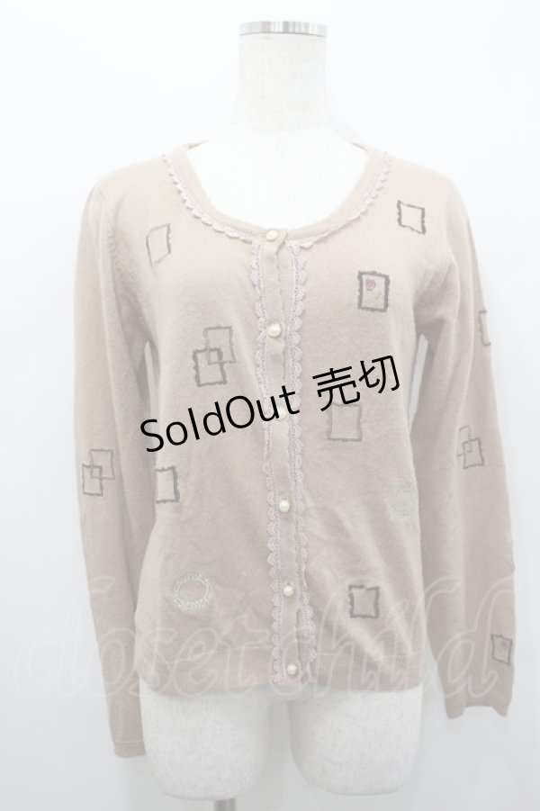 画像1: axes femme / 額縁刺繍カーディガン  ピンク I-26-02-15-010-AX-TO-SA-ZI (1)