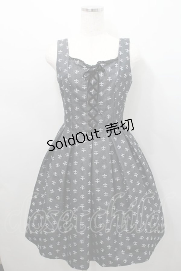 画像1: Emily Temple cute / 百合ジャガードジャンパースカート(2003)  黒 I-26-02-15-091-ET-OP-SA-ZI (1)