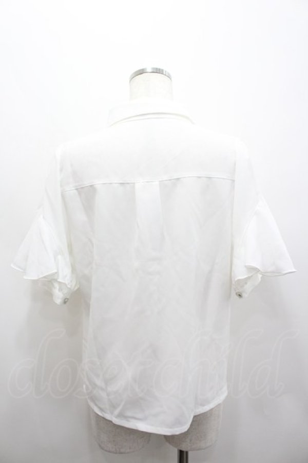 画像3: axes femme POETIQUE / タイ付ラッフルフリル半袖ブラウス  白 I-26-02-15-001-AX-BL-HR-ZI (3)