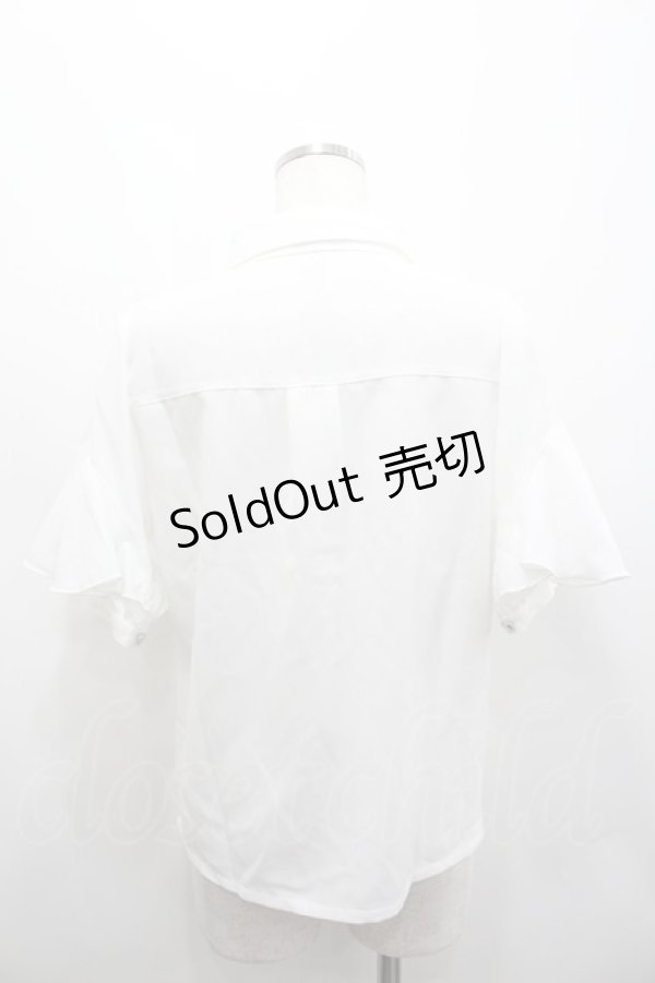 画像3: axes femme POETIQUE / タイ付ラッフルフリル半袖ブラウス  白 I-26-02-15-001-AX-BL-HR-ZI (3)