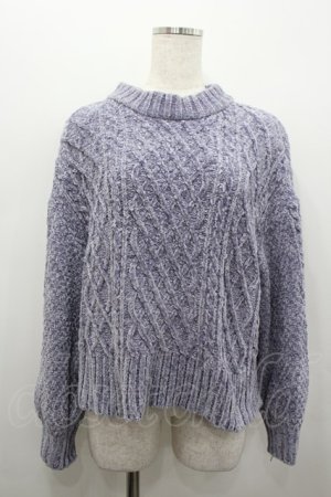 画像: axes femme / 袖パールベロアモールニット  ラベンダー I-26-02-15-011-AX-TO-HR-ZI