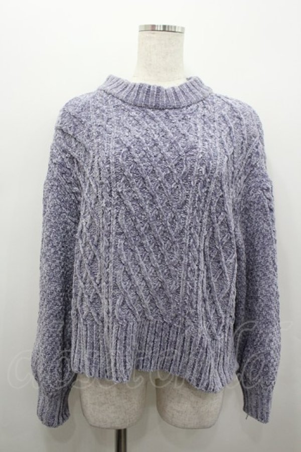 画像1: axes femme / 袖パールベロアモールニット  ラベンダー I-26-02-15-011-AX-TO-HR-ZI (1)