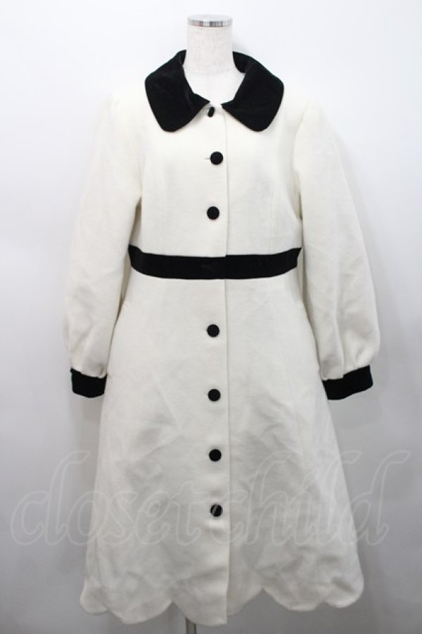 画像1: Melody BasKet / モノトーンスカラップコート  白ｘ黒 I-26-02-15-097-LO-CO-SA-ZI (1)