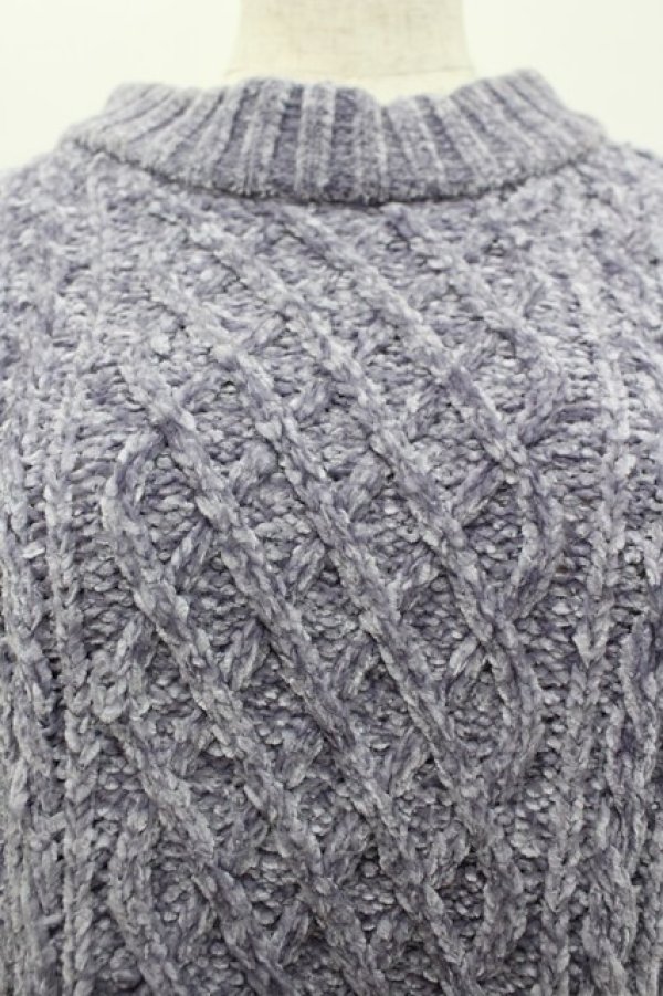 画像2: axes femme / 袖パールベロアモールニット  ラベンダー I-26-02-15-011-AX-TO-HR-ZI (2)