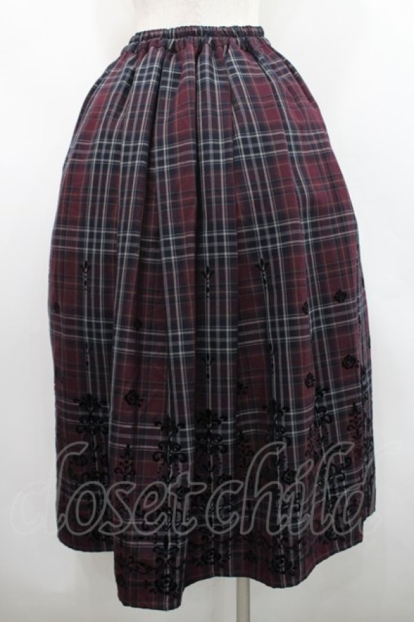 画像2: axes femme / フロッキーチェックスカート  ボルドーチェック I-26-02-15-105-AX-SK-SA-ZI (2)