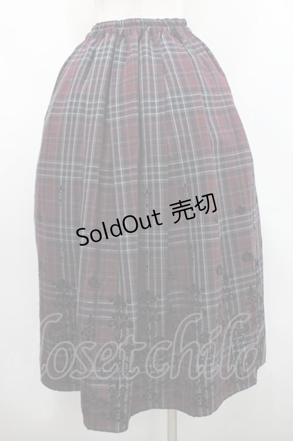 画像2: axes femme / フロッキーチェックスカート  ボルドーチェック I-26-02-15-105-AX-SK-SA-ZI (2)