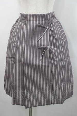 画像: axes femme POETIQUE / ストライプリボンスカート  ボルドーＸネイビー I-26-02-15-110-AX-SK-SA-ZI