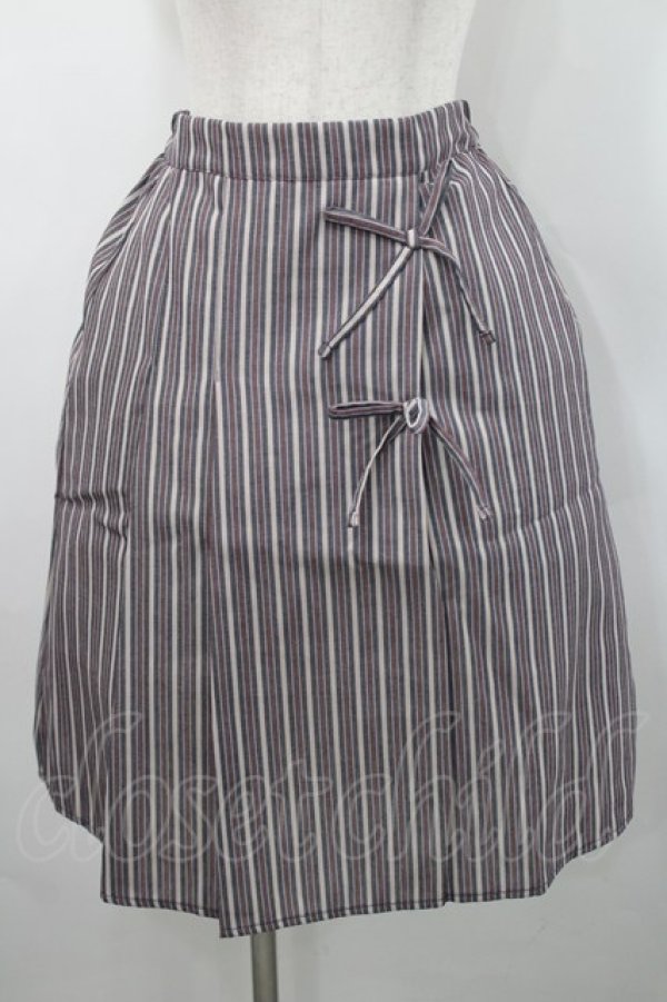 画像1: axes femme POETIQUE / ストライプリボンスカート  ボルドーＸネイビー I-26-02-15-110-AX-SK-SA-ZI (1)