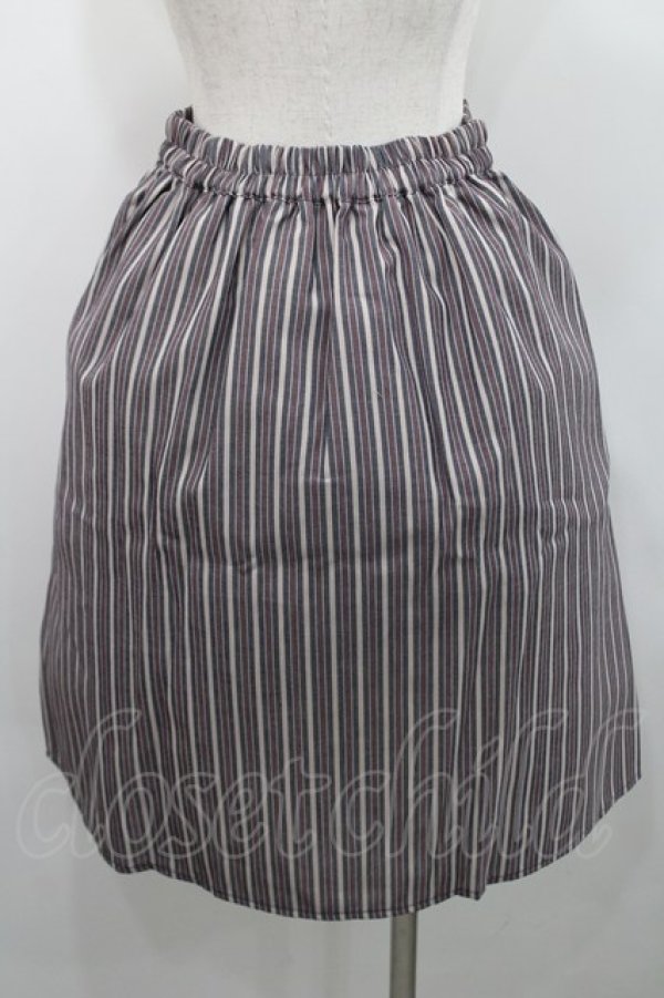 画像2: axes femme POETIQUE / ストライプリボンスカート  ボルドーＸネイビー I-26-02-15-110-AX-SK-SA-ZI (2)