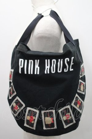 画像: PINK HOUSE / くまワッペンバケツ型バッグ  黒Ｘ白 I-26-02-15-114-LO-BG-SA-ZI