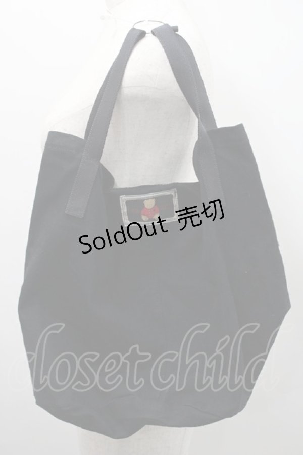 画像2: PINK HOUSE / くまワッペンバケツ型バッグ  黒Ｘ白 I-26-02-15-114-LO-BG-SA-ZT0222K (2)