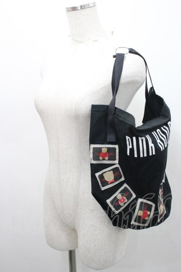 画像4: PINK HOUSE / くまワッペンバケツ型バッグ  黒Ｘ白 I-26-02-15-114-LO-BG-SA-ZI (4)