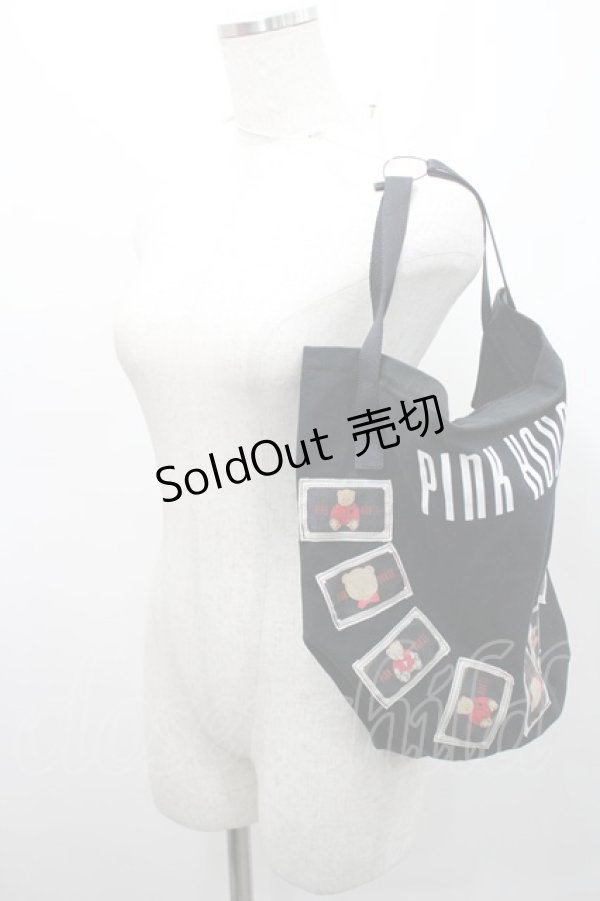 画像4: PINK HOUSE / くまワッペンバケツ型バッグ  黒Ｘ白 I-26-02-15-114-LO-BG-SA-ZT0222K (4)