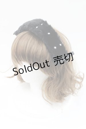 画像: m petit by misako / ファーパールヘッドドレス  黒Ｘ白 I-26-02-15-115-LO-AC-SA-ZI