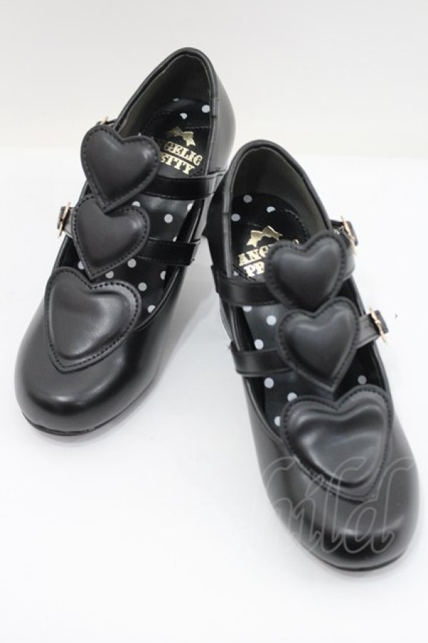 画像1: Angelic Pretty / Trio Heartシューズ S 黒 I-26-02-15-120-AP-SH-SA-ZI (1)